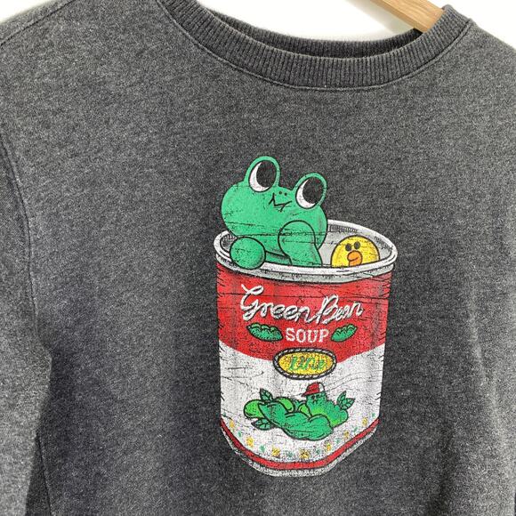 Line Friends Green Bean Soup Grey Crewneck Sweatshirt Women's Size Large L - Picture 4 of 7